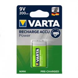 Pilhas Recarregáveis 9V 200mAh Varta 1un 1961120