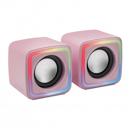 MARSGAMING MSCUBE PREMIUM CUBE SPEAKERS, 8W DSP, ARGB FLOW, USB POWER, PINK MSCUBEP