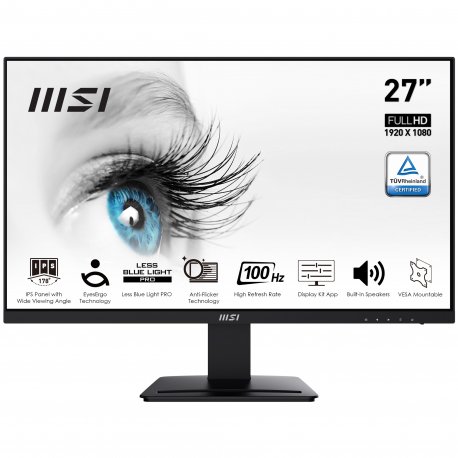 \Monitor MSI PRO PRO MP273A 27\\\" FHD 100Hz 1ms(MRPT) Freesync 300nits, HAS, EyesErgo, LessBlueLight\"" 9S6-3PB4CH-068"""