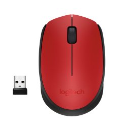 Logitech M171 - Rato - sem fios - 2.4 GHz - receptor sem fio USB - preto, vermelho 910-004641