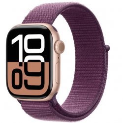 Apple Watch Series 10 (GPS + Cellular) - 42 mm - alumínio dourado rosa - relógio inteligente Com fita desportiva - nylon macio 