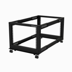 StarTech.com 8U 19" Open Frame Server Rack, 4 Post Adjustable Depth 23-41" Mobile, Free Standing Rolling Network/Computer Equip