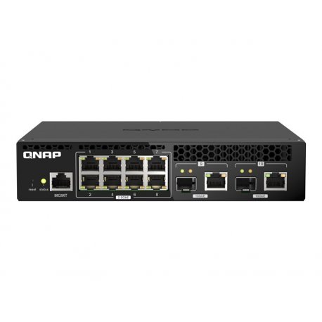 QNAP QSW-M2108R-2C - Interruptor - Administrado - 8 x 2.5GBase-T + 2 x combo 10 Gigabit SFP+/RJ-45 - desktop, montável em trilh