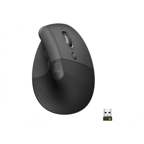 Logitech Lift Vertical Ergonomic Mouse - Rato vertical - ergonómico - óptico - 6 botões - sem fios - Bluetooth, 2.4 GHz - recet