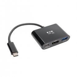 Eaton Tripp Lite Series USB C to HDMI Adapter w/USB-A Hub and PD Charging - USB 3.1, Thunderbolt 3 Compatible, 4K x 2K @ 30 Hz,