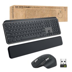 Logitech MX Keys Combo for Business - Conjunto de teclado e rato - retroiluminação - sem fios - Bluetooth LE - QWERTY - Padrão 