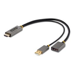 StarTech.com 1ft (30cm) HDMI to DisplayPort Adapter, Active 4K 60Hz HDMI Source to DP Monitor Adapter Cable, USB Bus Powered, H