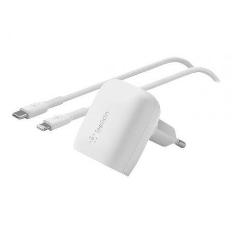 Belkin BoostCharge - Adaptador de alimentação - 20 Watt - Fast Charge, Fornecimento de Energia 3.1 (24 pin USB-C) - no cabo: Li