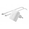 Belkin BoostCharge - Adaptador de alimentação - 20 Watt - Fast Charge, Fornecimento de Energia 3.1 (24 pin USB-C) - no cabo: Li