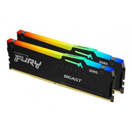 Kingston FURY Beast RGB - DDR5 - kit - 64 GB: 2 x 32 GB - DIMM 288-pin - 6000 MHz / PC5-48000 - CL40 - 1.35 V - unbuffered - on