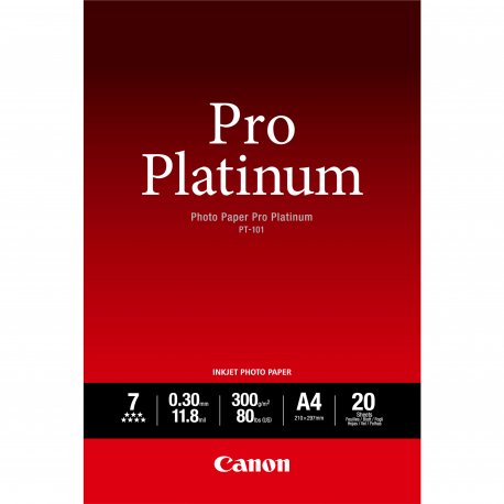 Canon Photo Paper Pro Platinum - A4 (210 x 297 mm) - 300 g/m² - 20 folha(s) papel fotográfico - para PIXMA iP3600, MP240, MP480