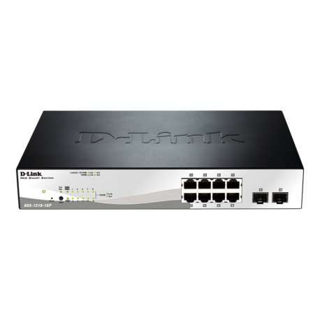 D-Link Web Smart DGS-1210-10P - Interruptor - Administrado - 8 x 10/100/1000 (PoE+) + 2 x Gigabit SFP - desktop - PoE+ (78 W) D