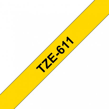 Brother TZe-611 - Preto em amarelo - Rolo (0,6 cm) 1 cassete(s) fita laminada - para Brother PT-D210, D600, H110, P-Touch PT-10