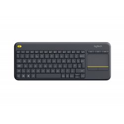 Logitech Wireless Touch Keyboard K400 Plus - Teclado - com touchpad - sem fios - 2.4 GHz - AZERTY - Bélgica - preto 920-007131