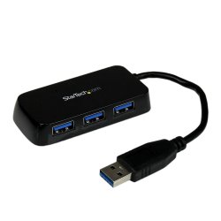 StarTech.com 4-Port USB 3.0 SuperSpeed Hub - Portable Mini Multiport USB Travel Dock - USB Extender Black for Business PC/Mac, 