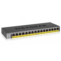 NETGEAR GS116LP - Interruptor - 16 x 10/100/1000 (PoE+) - desktop, montável em trilho, montável na parede - PoE+ (76 W) - alime