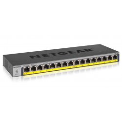 NETGEAR GS116PP - Interruptor - sem gestão - 16 x 10/100/1000 (PoE+) - desktop, montável em trilho, montável na parede - PoE+ (