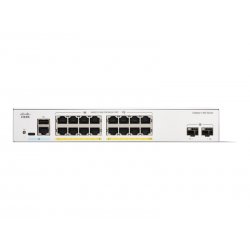 Cisco Catalyst 1300-16P-2G - Interruptor - L3 - Administrado - 16 x 10/100/1000 (PoE+) + 2 x Gigabit SFP - montável em trilho -