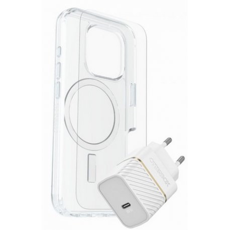 OtterBox Symmetry Series - Tampa posterior para telemóvel - compatibilidade MagSafe - claro - com Protetor de Ecrã de Vidro de 