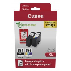 Canon PG-585XL/CL-586XL Photo Value Pack - Pack de 2 - Alto Rendimento - preto, cor (ciano, magenta, amarelo) - caixa pendurada