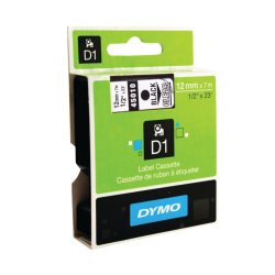 Fita Gravacao Dymo 12mmx7m Preto/Transparente (45010) 12745010