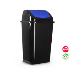 Contentor 30L Plástico c/Tampa Basculante Preto/Azul 57114149B