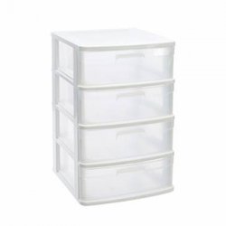 Bloco 4 Gavetas Plástico Sena 40x39x65cm Branco 6881123501