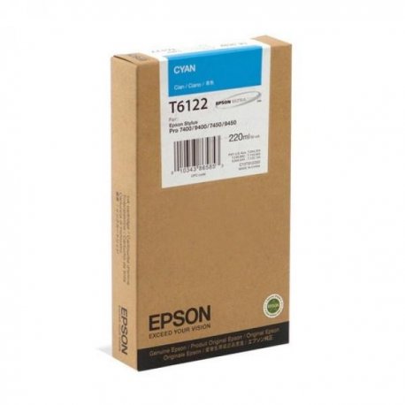 Tinteiro EPSON T6122 Ciano 220ml - Stylus Pro 7400/7450/9400/9450 C13T612200