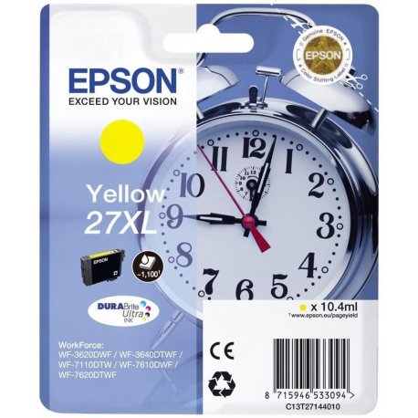 Tinteiro EPSON 27 Amarelo XL - WF36xx/7110/7210/76xx/77xx C13T27144012