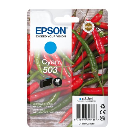 Tinteiro EPSON 503 ciano + Alarme RF - WF-296x, XP-520x C13T09Q24020