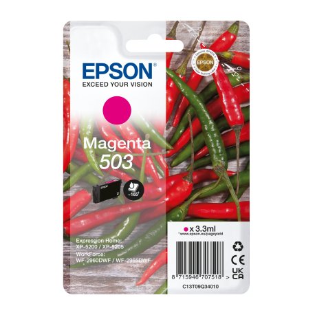 Tinteiro EPSON 503 magenta + Alarme RF - WF-296x, XP-520x C13T09Q34020