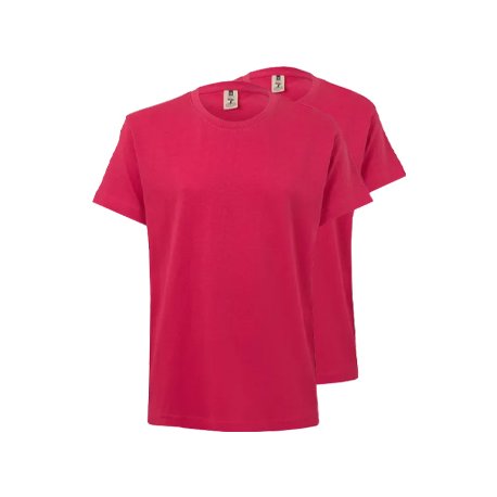 T-Shirt Criança Algodão 155g Rosa Forte Tamanho 5/6 Pack2 6307577