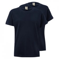 T-Shirt Criança Algodão 155g Azul Navy Tamanho 12/14 Pack2 6307592