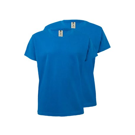 T-Shirt Criança Algodão 155g Azul Turquesa Tam 3/4 Pack2 6307600