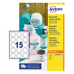 Etiquetas Redondas Removíveis 51mm Avery 25 Folhas 375un AVEL4853REV-25