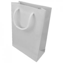 Saco Papel Couché Branco 200g 18x08x25cm c/Asas Cordão 1un 6701662