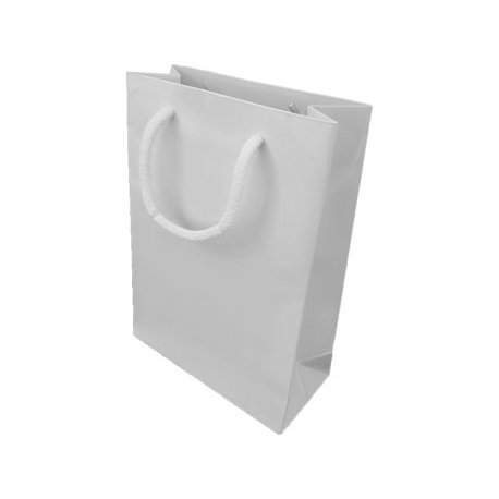 Saco Papel Couché Branco 200g 18x08x25cm c/Asas Cordão 1un 6701662