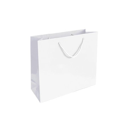 Saco Papel Couché Branco 200g 35x12x36cm c/Asas Cordão 1un 6701664