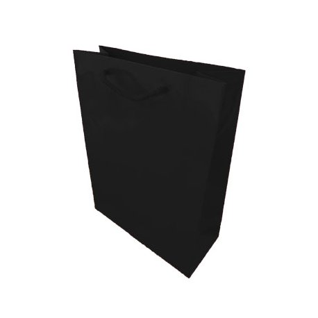 Saco Papel Couché Preto 200g 24x10x31cm c/Asas Cordão 1un 6701668