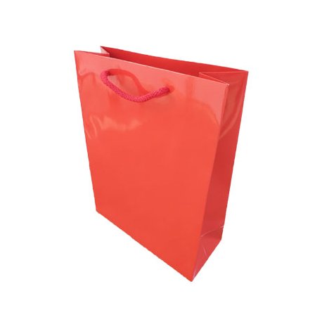 Saco Papel Couché Vermelho 200g 24x10x31cm c/Asas Cordão 1un 6701669