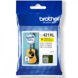 Tinteiro Brother LC421XLY Amarelo 500 Pág. BROLC421XLY