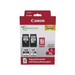 Pack Tinteiros Canon 540L/541XL Preto/Cor + Papel 5224B012 CAN5224B012