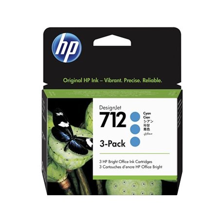 Pack Tinteiros HP 712 Azul 3ED77A 29ml 3un HP3ED77A