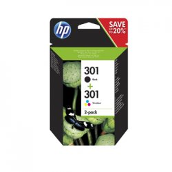 Pack Tinteiros HP 301 Preto/Cor N9J72AE 3ml/3ml HPN9J72AE