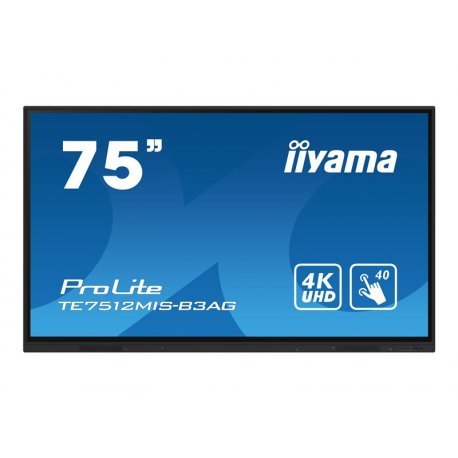 iiyama ProLite TE7512MIS-B3AG - 75" Classe Diagonal (74.5" visível) ecrã LCD com luz de fundo LED - sinalização digital interat