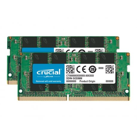 Crucial - DDR4 - kit - 64 GB: 2 x 32 GB - SO DIMM 260-pinos - 3200 MHz / PC4-25600 - CL22 - 1.2 V - unbuffered - sem ECC CT2K32