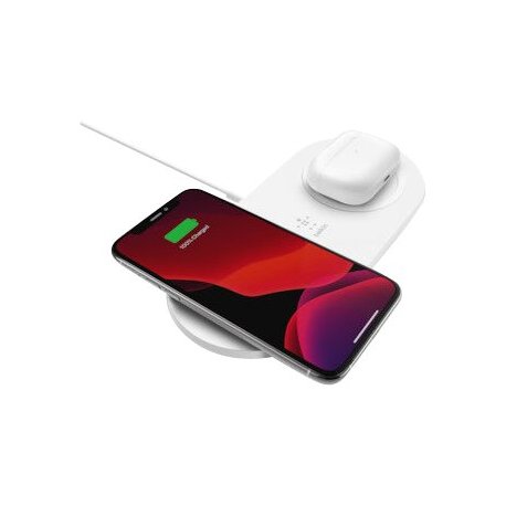 Belkin BoostCharge Dual - Almofada de carregamento sem fios + adaptador de energia AC - 15 Watt - branco - para Apple iPhone 11