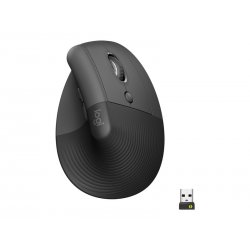 Logitech Lift Vertical Ergonomic Mouse - Rato vertical - ergonómico - óptico - 6 botões - sem fios - Bluetooth, 2.4 GHz - recet