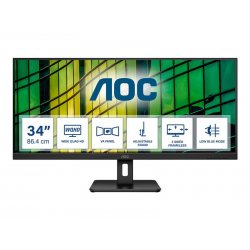 AOC Essential-line U34E2M/BK - Monitor LED - 34" - 3440 x 1440 WQHD @ 100 Hz - VA - 300 cd/m² - 4000:1 - 4 ms - 2xHDMI, Display