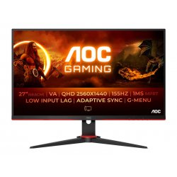 AOC Gaming Q27G2E/BK - G2 Series - monitor LED - gaming - 27" - 2560 x 1440 QHD @ 155 Hz - VA - 250 cd/m² - 3000:1 - 1 ms - 2xH